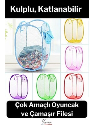 Nomikase Renkli Çok Amaçlı Fileli Saklama Sepeti - Oyuncak ve Çamaşır Düzenleyici