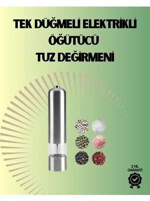 Elivora Pilli Otomatik Baharat Değirmeni Gıda Sınıfı Çelik Sessiz Öğütücü Alet
