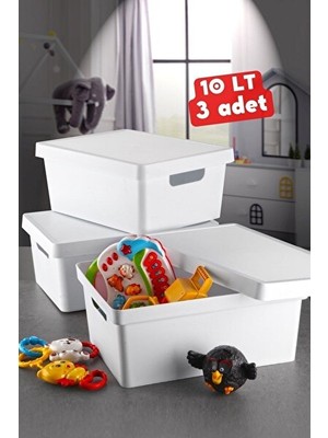 Nomikase 3’lü Beyaz Kapaklı Kutu Seti, Güçlü ve Şık Saklama Alternatifi