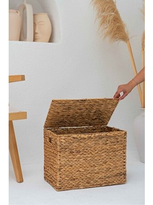 Nomikase Hasır Kapaklı Sandık, 46X29X34 Cm, Çok Amaçlı Organizer