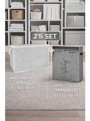 Nomikase Maxi Boy Çamaşır Sepeti, Yastık Hurcu ve Çok Bölmeli Tasarım
