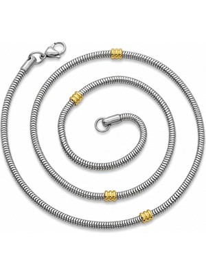Tesbihane Kadın Çelik Zincir - Gümüş Renk - Snake Model - 55 cm Uzunuk