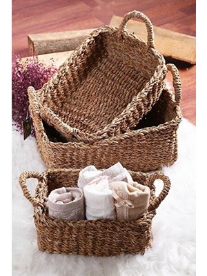 Nomikase El Yapımı Bambu Rattan Dekoratif Sepet Takımı