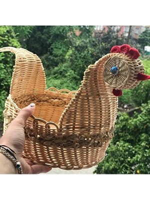 Nomikase Hasır Bambu Rattan Horoz Figürlü Sepet ile Dekoratif Saklama