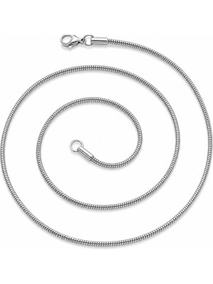Tesbihane Kadın Çelik Zincir - Gümüş Renk - Real Snake Model - 60 cm Uzunuk