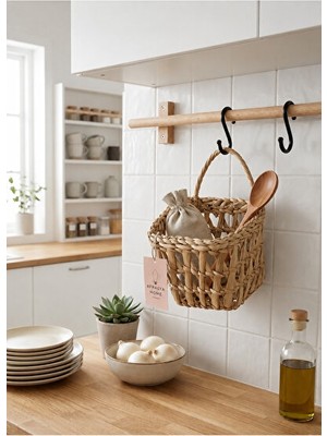Nomikase Mini Hasır Sepet Organizer, Banyo ve Mutfak Düzenleyici