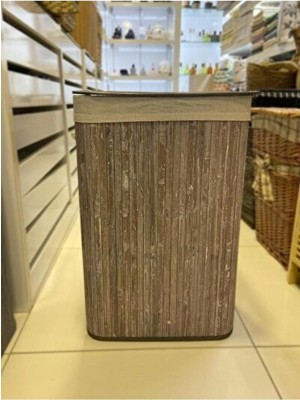 Nomikase Gri Katlanır Bambu Çamaşır Sepeti - 62 cm Genişlikte Hafif ve Pratik
