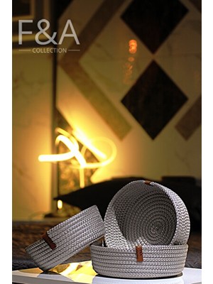 Nomikase Minimalist Gri Jüt 3'lü Sepet Organizer Seti