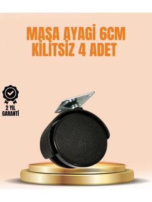 Elivora 6 cm Kilitsiz Masa Ayağı Tekerleği 4’lü Set Çok Amaçlı