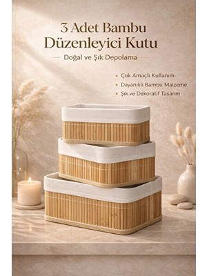 Nomikase Bambu Dekoratif Sepet, Ev ve Banyo Saklama Organizeri