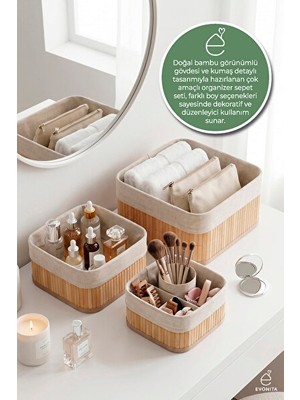 Nomikase Kare Kumaş Organizer Sepet - Çok Amaçlı ve Dekoratif Düzenleyici