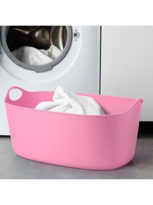 Nomikase Yüksek Kapasiteli Pembe Esnek Çamaşır Sepeti - 35 Litre