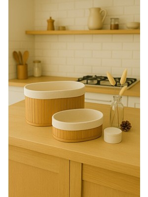Nomikase 2’li Oval Pinterest Stil Hasır Düzenleyici Sepet Seti