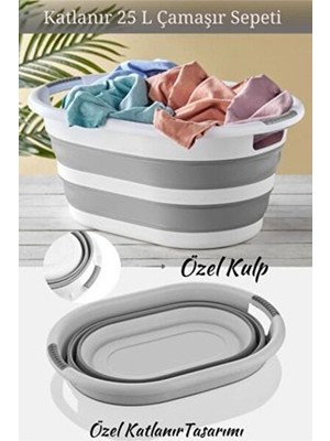 Nomikase Çok Amaçlı Katlanabilir Silikon Çamaşır Sepeti, 25 Litre