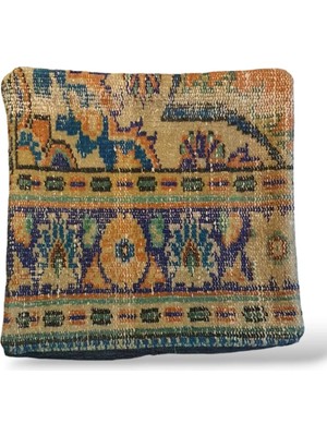 Ottoman Pouffe Art Deco Bohem Eskitme Özel Seri Halı El Dokuması Vintage Kırlent Minder 40X40CM 424