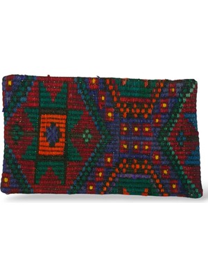 Ottoman Pouffe Art Deco Bohem Eskitme Özel Seri Halı El Dokuması Vintage Kırlent Minder 30X50CM [108
