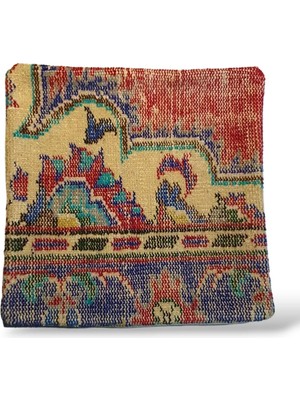 Ottoman Pouffe Art Deco Bohem ''özel Seri Halı'' El Dokuması Vintage Kırlent Minder 40X40CM 412