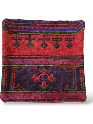 Ottoman Pouffe Art Deco Bohem Eskitme Özel Seri Halı El Dokuması Vintage Kırlent Minder 40X40CM (305)
