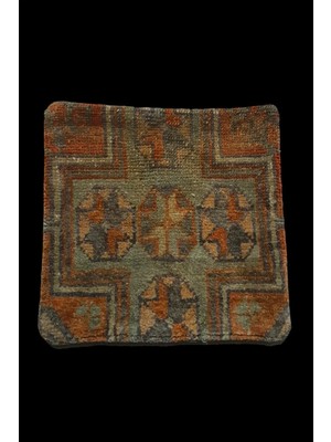 Ottoman Pouffe Art Deco Bohem Özel Seri El Dokuması Halı Vintage Kırlent Minder 40X40CM (0170)
