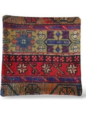 Ottoman Pouffe Art Deco Bohem Eskitme Özel Seri Halı Halı El Dokuması Vintage Kırlent Minder 40X40CM (303)