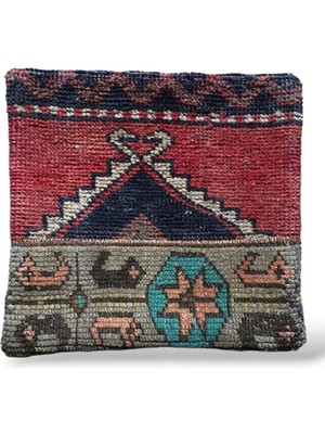 Ottoman Pouffe Art Deco Bohem Özel Seri Halı El Dokuması Vintage Kırlent Minder 30X30CM [03]