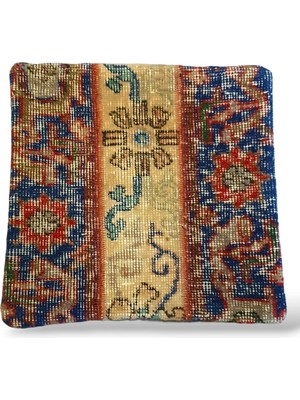 Ottoman Pouffe Art Deco Bohem Eskitme Özel Seri Halı El Dokuması Vintage Kırlent Minder 40X40CM (0258)