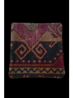 Ottoman Pouffe Art Deco Bohem Eskitme Özel Seri Halı El Dokuması Vintage Kırlent Minder 40X40CM (0177)
