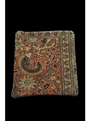 Ottoman Pouffe Art Deco Bohem Özel Seri El Dokuması Halı Vintage Kırlent Minder 40X40CM (0159)