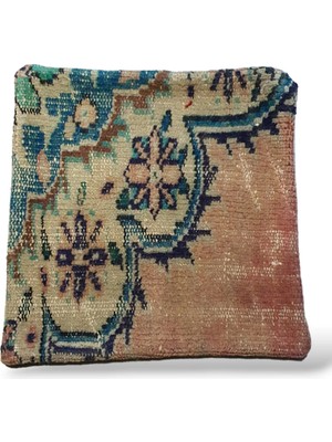 Ottoman Pouffe Art Deco Bohem ''özel Seri Halı'' El Dokuması Vintage Kırlent Minder 40X40CM (218)