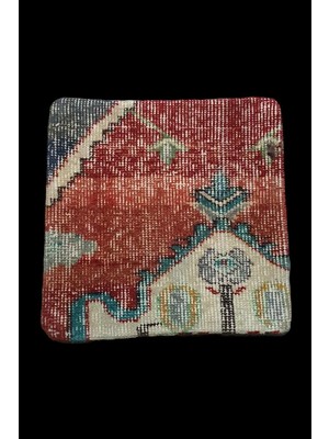 Ottoman Pouffe Art Deco Bohem Özel Seri El Dokuması Halı Vintage Kırlent Minder 40X40CM (0157)