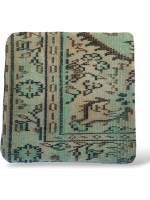 Ottoman Pouffe Art Deco Bohem Eskitme Özel Seri Halı El Dokuması Vintage Kırlent Minder 40X40CM (347)