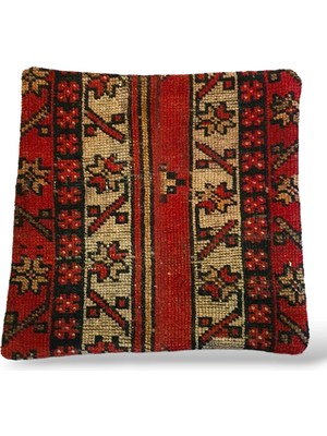 Ottoman Pouffe Art Deco Bohem Eskitme Özel Seri Halı El Dokuması Vintage Kırlent Minder 40X40CM (0259)