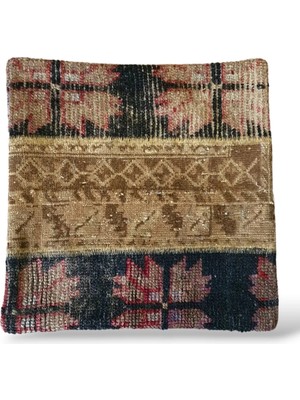 Ottoman Pouffe Art Deco Bohem Eskitme Özel Seri Halı El Dokuması Vintage Kırlent Minder 40X40CM 306