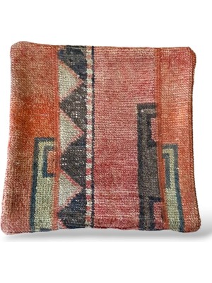 Ottoman Pouffe Art Deco Bohem Eskitme Özel Seri Halı El Dokuması Vintage Kırlent Minder 40X40CM (308)