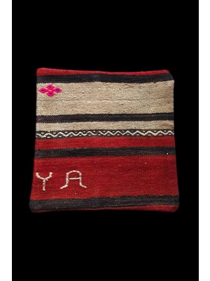 Ottoman Pouffe Art Deco Bohem Özel Seri Kilim El Dokuması Vintage Kırlent Minder 40X40CM (0123)