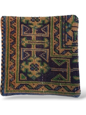 Ottoman Pouffe Art Deco Bohem Eskitme Özel Seri Halı El Dokuması Vintage Kırlent Minder 40X40CM 251