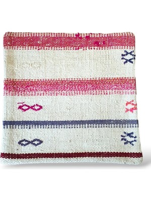 Ottoman Pouffe Art Deco Bohem Eskitme Özel Seri Kilim El Dokuması Vintage Kırlent Minder 40X40CM (0325)