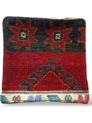 Ottoman Pouffe Art Deco Bohem Halı Özel Seri Halı El Dokuması Vintage Kırlent Minder 30X30CM [019]