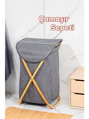 Nomikase Bambu Banyo Düzenleyici ve Kirli Çamaşır Sepeti - 40,5X65,5 Cm, Estetik ve