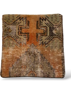 Ottoman Pouffe Art Deco Bohem ''özel Seri Halı'' El Dokuması Vintage Kırlent Minder 40X40CM (211)