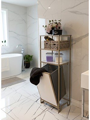 Nomikase 3 Raflı Metal Çamaşır Dolabı – Banyo ve Çamaşır Organizeri