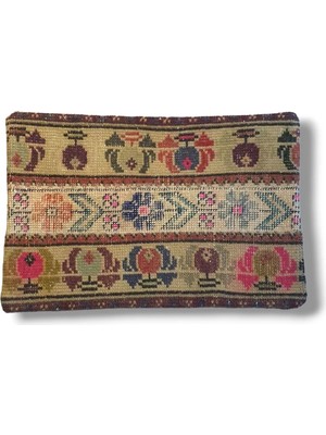 Ottoman Pouffe Art Deco Bohem Halı El Dokuması Vintage Kırlent Minder 40X60CM [01]