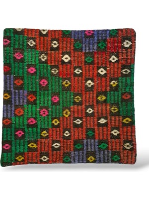 Ottoman Pouffe Art Deco Bohem Halı El Dokuması Vintage Kırlent Minder 50X50CM [6]