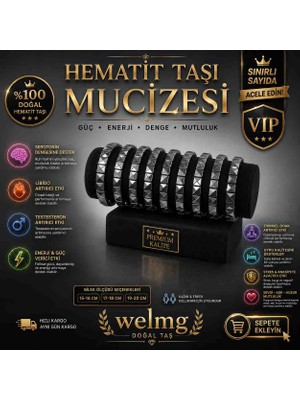 welmg Hematit Taşı Bileklik - Kare Hematit Bileklik - Piramit Hematit Bileklik