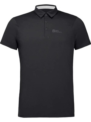 Jack Wolfskin Prelight Trail Erkek Siyah Polo Tişört Erkek Polo T-Shırt 1810121TR