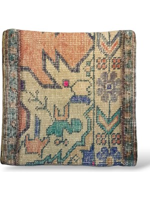 Ottoman Pouffe Art Deco Bohem Halı El Dokuması Vintage Kırlent Minder 40X40CM 380