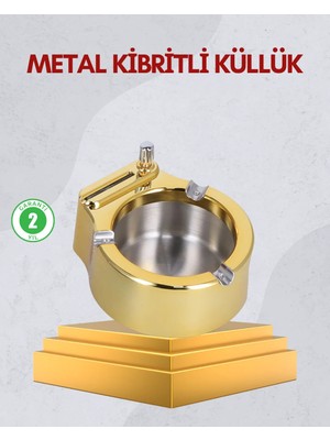 Elivora Paslanmaz Çelik Küllük Çakmaklı Masa Üstü Kullanım