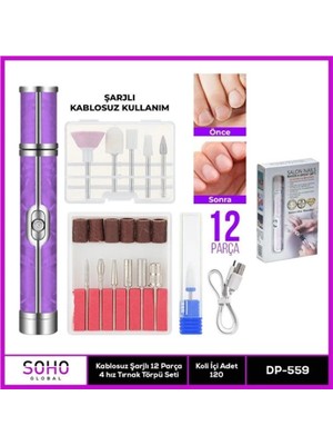 Şarjlı 12 Başlıklı Manikür Seti