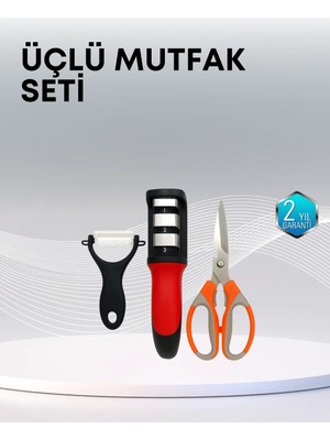 Elivora Çok Fonksiyonlu Mutfak Makas Seti – 3 Makas, Bileyici ve Soyacak Dahil