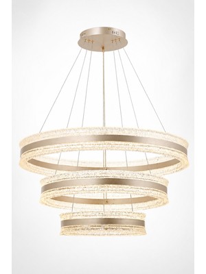 Elvora Home Modern (Premium) Kristal Ledli 448W Sarkıt Avize Gold 3 Renk Işık Ayarlanabilir Lüks Salon Yemek Odası Oturma Odası Avizesi Modelleri